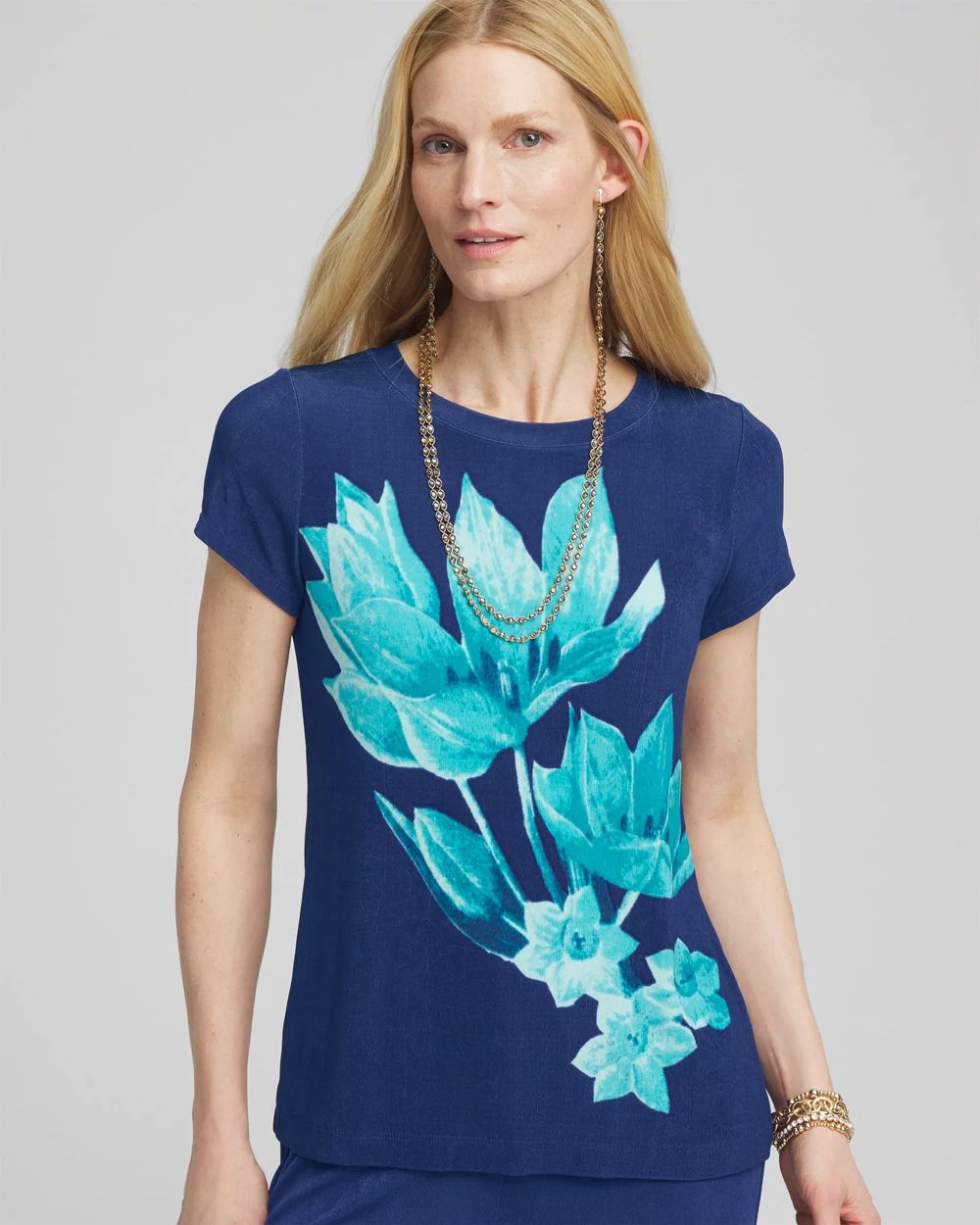 Travelers™ Wildflower Cap-Sleeved Top | Chico's